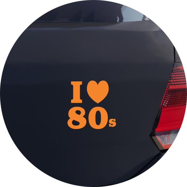 Imagem de Adesivo de Carro I Love 80s Eu Amo Anos 80 - Cor Laranja