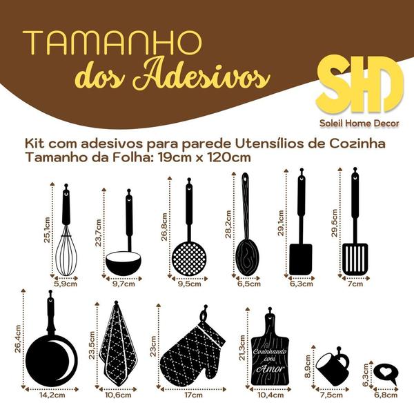 Imagem de Adesivo de Cozinha Decorativo Utensílios Talheres Luva Pano