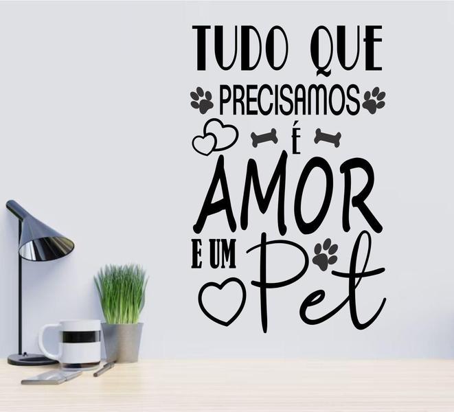 Imagem de Adesivo De Frases Para Pet Shop E Veterinária Amor E Um Pet