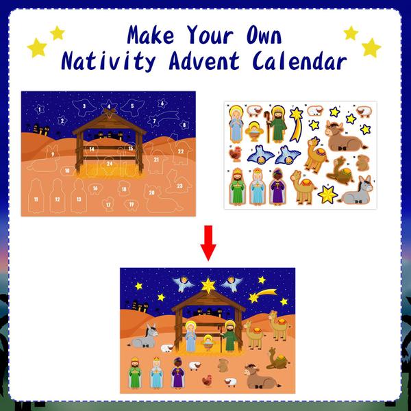 Imagem de Adesivo de Natal do Calendário do Advento da Natividade para