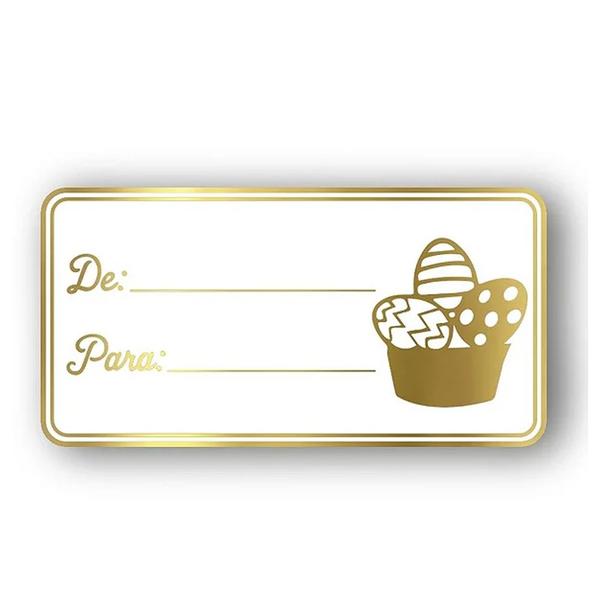 Adesivo "De/Para Páscoa" - Ref.2147 - Hot Stamping - Dourado - 100 unidades - Stickr - Rizzo Imagem de Adesivo "De/Para Páscoa" - Ref.2147 - Hot Stamping - Dourado - 100 unidades - Stickr - Rizzo