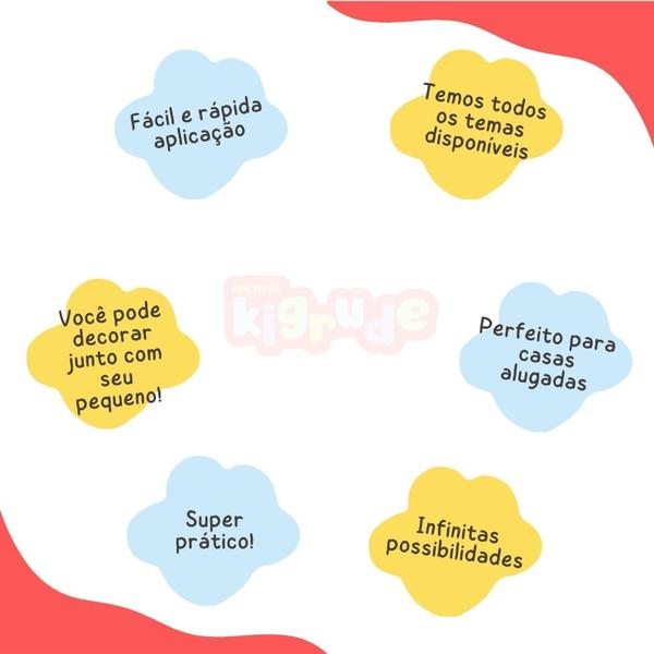 Imagem de adesivo de parede arco íris e corações tons pastéis