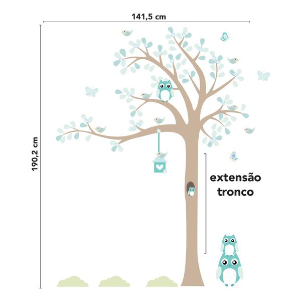 Imagem de Adesivo de Parede Árvore Coruja Baby 1,85m Turquesa