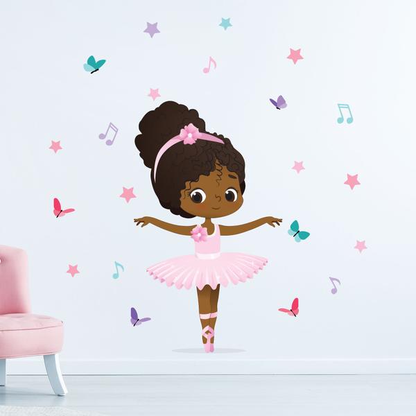 Imagem de Adesivo de Parede Bailarina Negra para Quarto de Menina