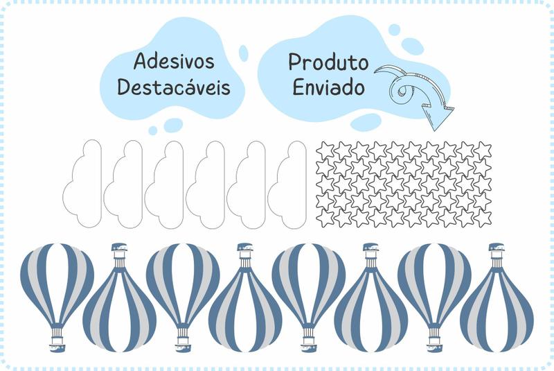 Imagem de Adesivo De Parede Balões Decoração Infantil Nuvens Estrelas