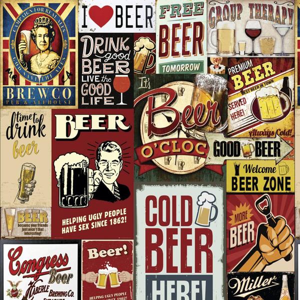 Imagem de Adesivo de Parede Beer Placas Vintage Retrô 310x58cm