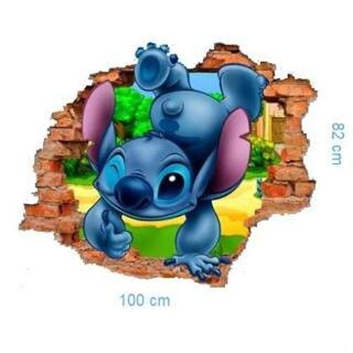 Imagem de Adesivo De Parede Buraco Falso 3D Infantil Stitch