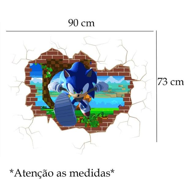 Imagem de Adesivo de Parede Buraco Falso Sonic Mod01