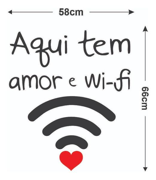 Imagem de Adesivo De Parede Decorativo Decal Aqui Tem Amor E Wifi