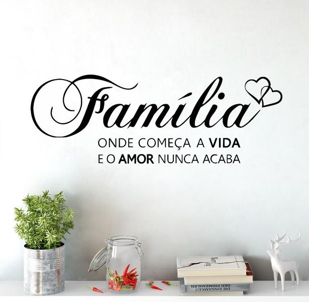 Imagem de Adesivo De Parede Decorativo Decal Frase Família Com Amor