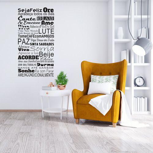 Imagem de Adesivo De Parede Decorativo Decal Frase Seja Feliz Ore