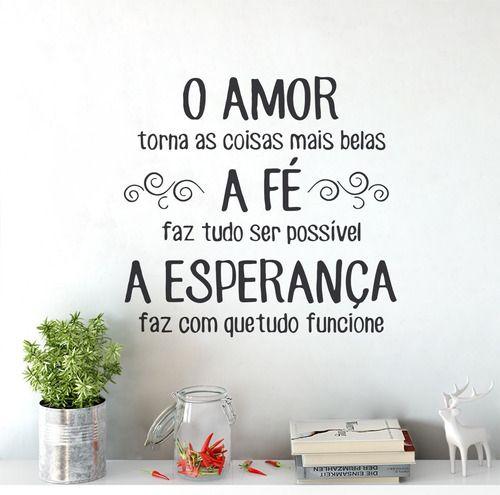 Imagem de Adesivo De Parede Decorativo Frase Amor Fé Esperança