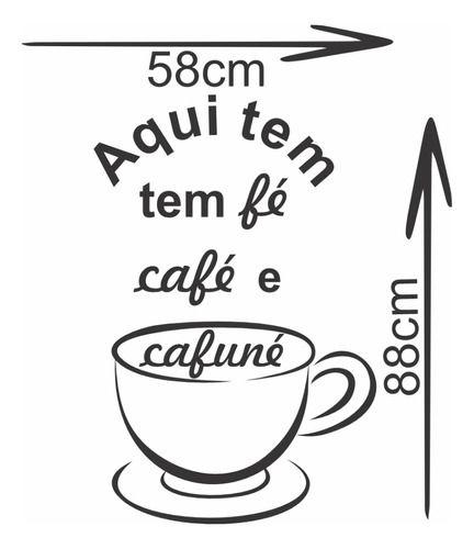 Imagem de Adesivo De Parede Decorativo Frase Aqui Tem Fé e Café e Cafuné