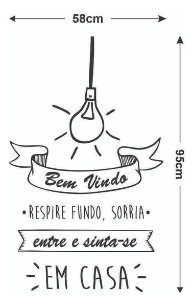 Imagem de Adesivo De Parede Decorativo Frase Bem-vindo Com Lâmpada