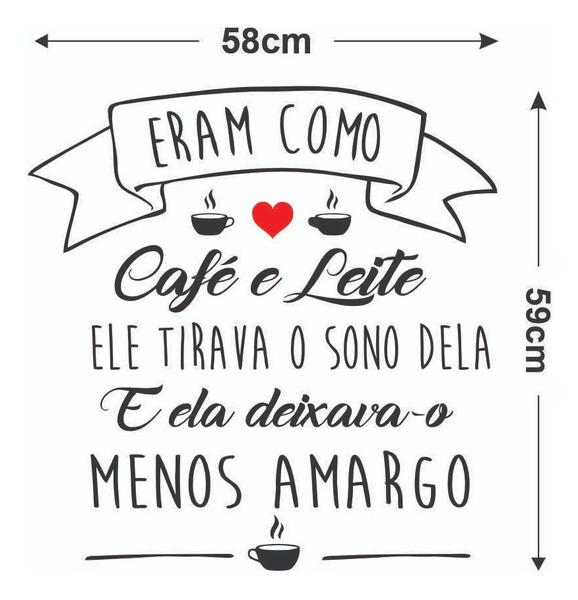 Imagem de Adesivo De Parede Decorativo Frase Café E Leite