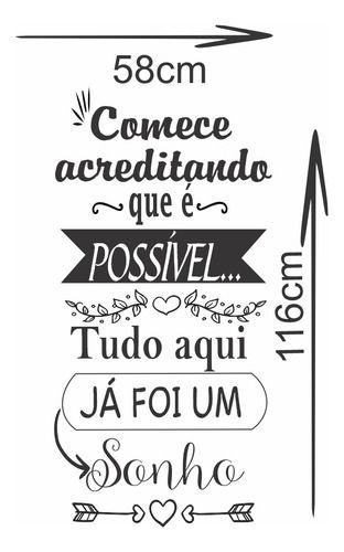 Imagem de Adesivo De Parede Decorativo Frase Motivacional Comece Acreditando Que é Possível