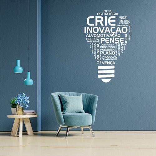 Imagem de Adesivo De Parede Decorativo Frase Motivacional Lampada Cor- Branca