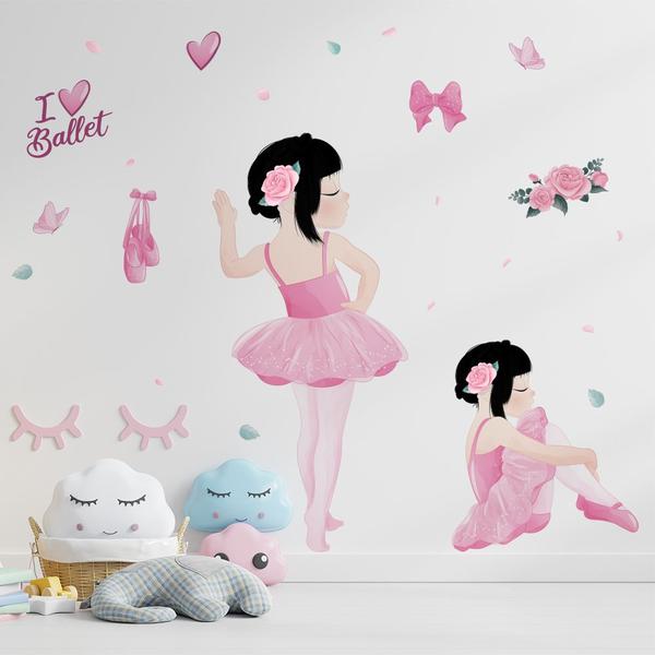 Imagem de Adesivo De Parede Decorativo Infantil Bailarina Love Ballet