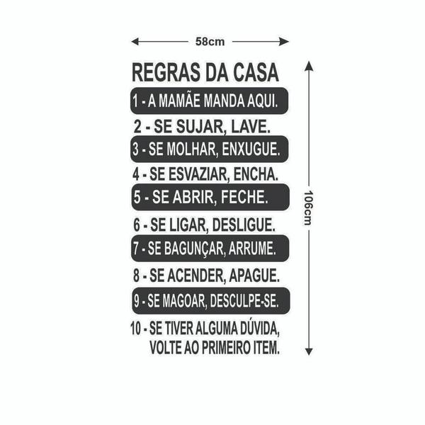 Imagem de Adesivo De Parede Decorativo motivacional Frase Regras da Casa