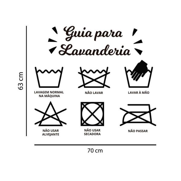 Imagem de Adesivo de Parede Guia para Lavanderia Miniaturas Instruções Como Lavar