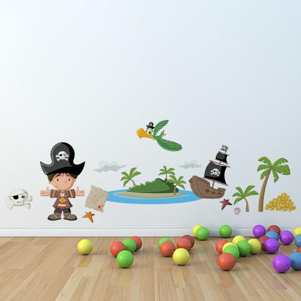 Imagem de Adesivo de Parede Ilha Pirata para Quarto Infantil