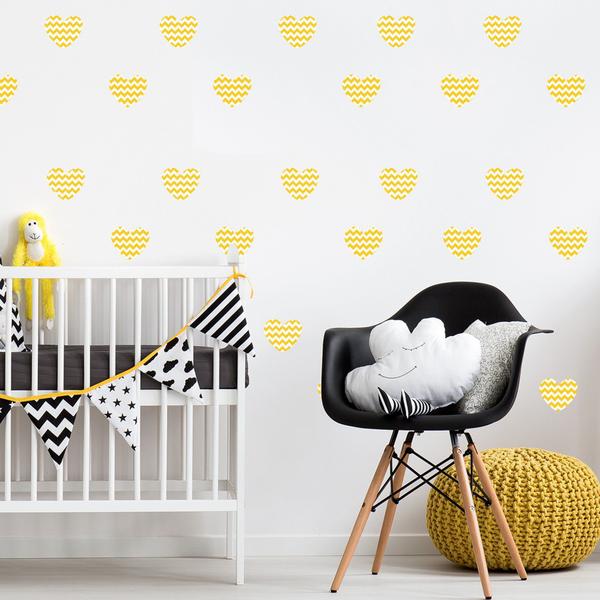 Adesivo de Parede Infantil Coração Amarelo Chevron - Quartinhos Imagem de Adesivo de Parede Infantil Coração Amarelo Chevron