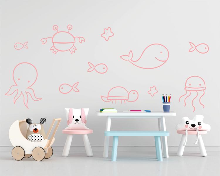 Imagem de Adesivo de parede infantil fundo do mar quarto decoração