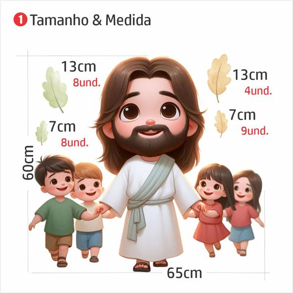 Imagem de Adesivo de Parede Infantil Jesus Os Pequeninos