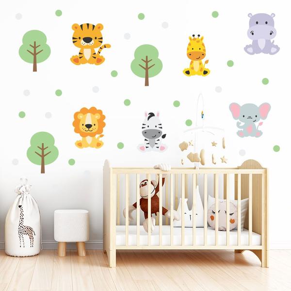 Adesivo de Parede Infantil Safari Quarto Bebê Menino Menina - 116ir - Allodi Imagem de Adesivo de Parede Infantil Safari Quarto Bebê Menino Menina - 116ir