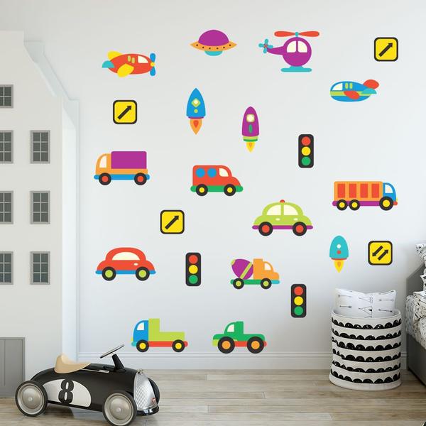 Adesivo de Parede Infantil Transporte Carrinho Quarto Menino - 253ir - Allodi Imagem de Adesivo de Parede Infantil Transporte Carrinho Quarto Menino - 253ir