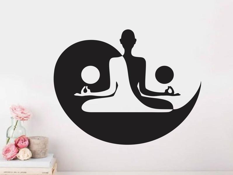 Imagem de adesivo de parede meditação sala ching yang ioga