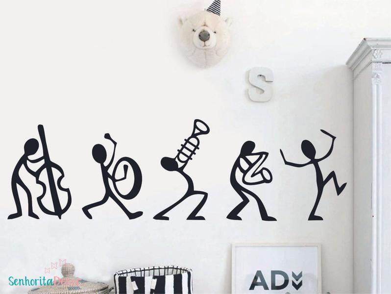 Imagem de adesivo de parede musica instrumentos musicais decoração