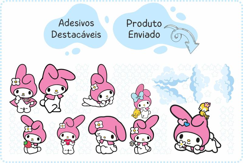 Imagem de Adesivo de Parede My Melody Cute Baby Nuvens Estrelas