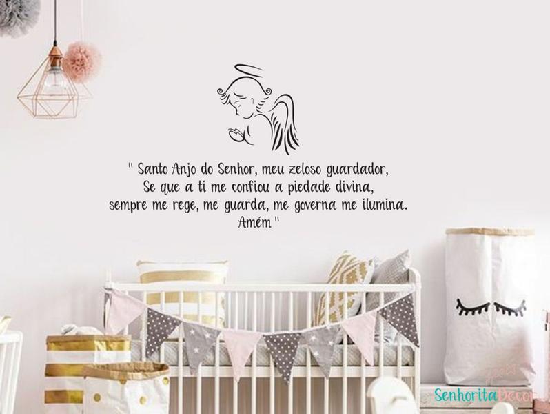 Imagem de adesivo de parede oração anjo da guarda quarto infantil