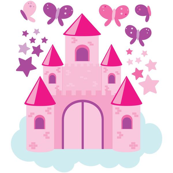 Imagem de Adesivo de Parede para Quarto de Menina Castelo Rosa