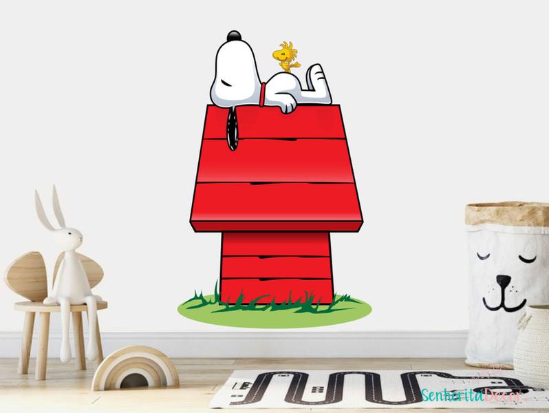 Imagem de adesivo de parede snoopy casinha e woodstok