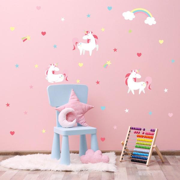 Imagem de Adesivo de Parede Unicornio Mágico Infantil para Quarto