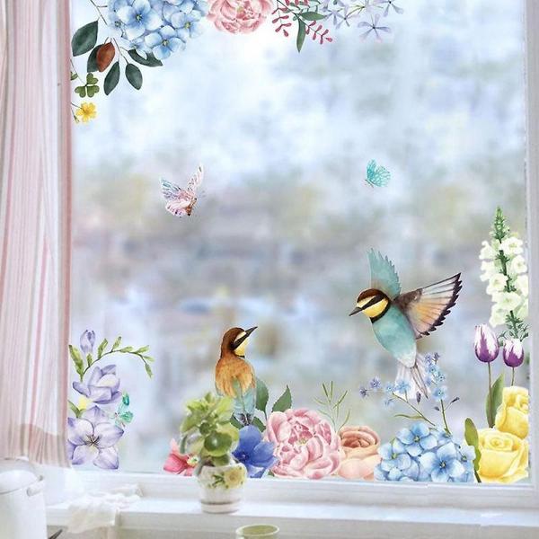 Adesivo de parede Wokex Ink Bird And Flower Decalques PVC 110 cm x 94 Imagem de Adesivo de parede Wokex Ink Bird And Flower Decalques PVC 110 cm x 94