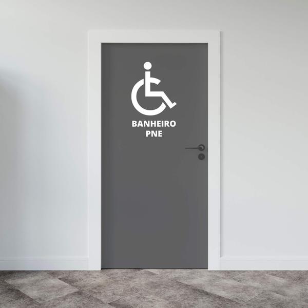 Imagem de Adesivo de Porta Banheiro PNE Pessoas com Necessidades Especiais Sem Fundo Fácil Aplicação