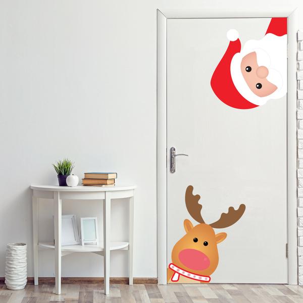 Imagem de Adesivo de Porta Decoração Natal Papai Noel e Rena