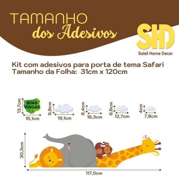 Imagem de Adesivo de Porta Decorativo Infantil Safari Savana Boas Vindas