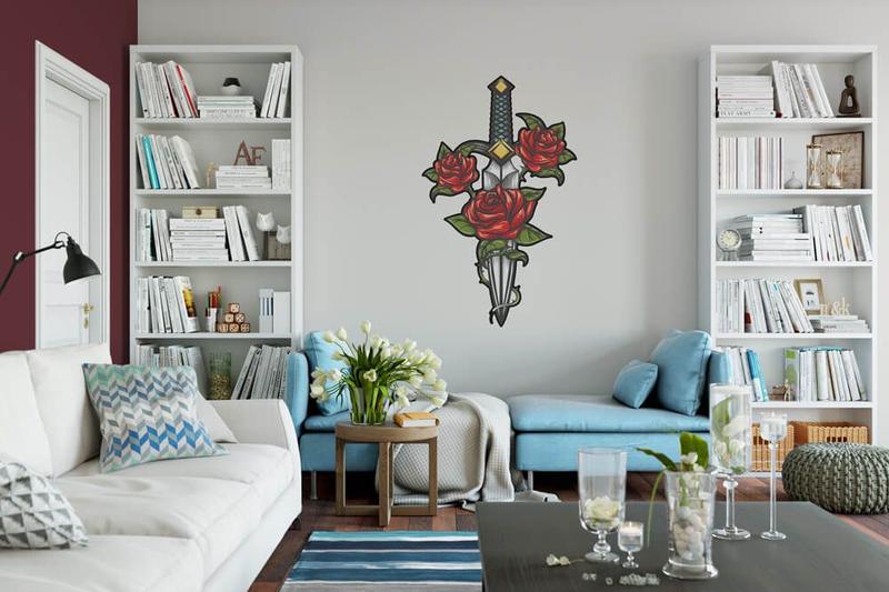 Adesivo de Recorte para Parede Faca e Rosas - Império da Impressão Imagem de Adesivo de Recorte para Parede Faca e Rosas