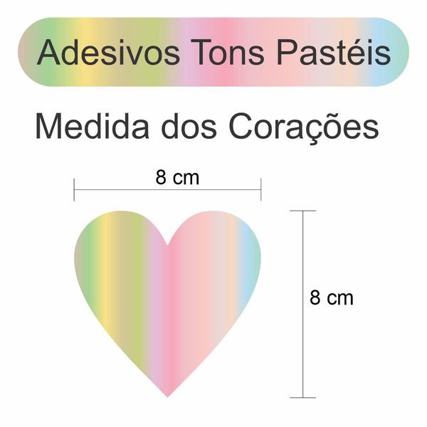 Imagem de Adesivo Decoração Infantil Corações Tons Pastéis Coloridos