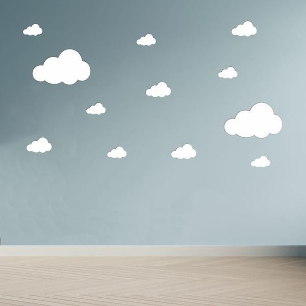 Imagem de Adesivo Decoração Infantil Nuvens Brancas - 12 Unidades
