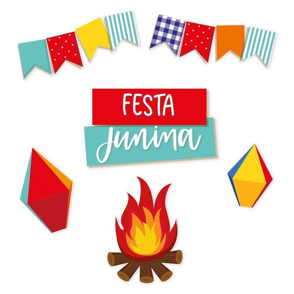 Imagem de Adesivo Decoração Para Vitrine Festa Junina Blão Bandeirinha e Fogueira Cromus Arraia 1Un