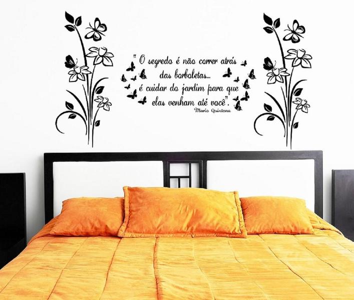 Imagem de Adesivo Decorativo De Parede 2 Floral E Frase E Borboleta