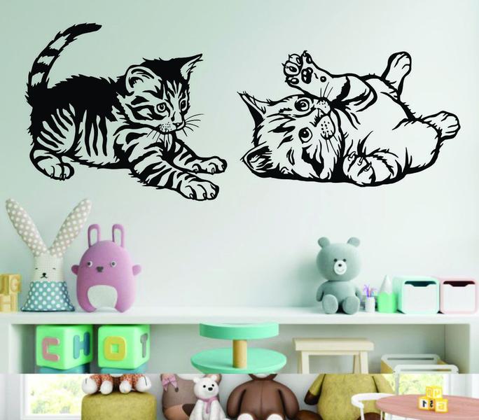 Imagem de Adesivo Decorativo de Parede Dois Gatinhos Brincando