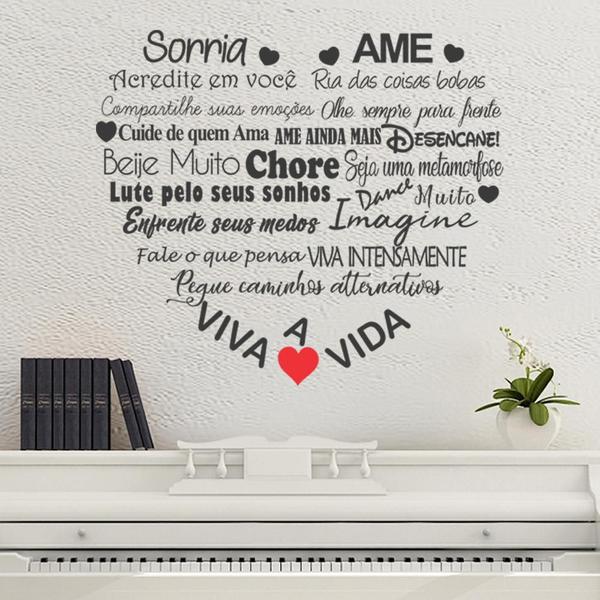 Imagem de Adesivo Decorativo De Parede Frase Sorria Viva Ame A Vida