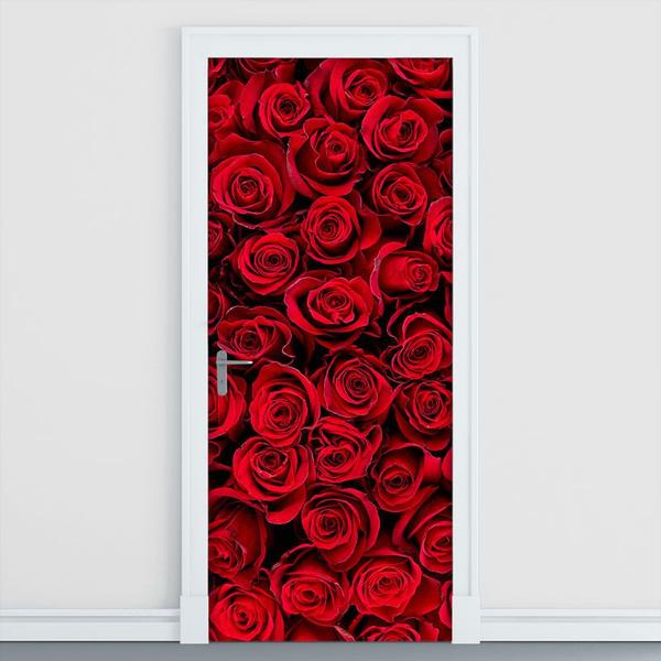 Imagem de Adesivo Decorativo de Porta - Flores - Rosas Vermelhas - 2184cnpt