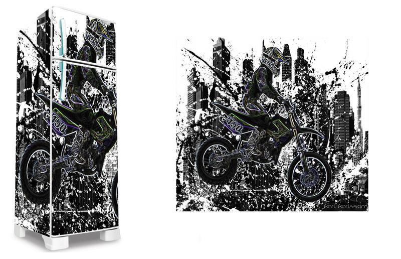 Imagem de Adesivo decorativo geladeira completa   (03 peças 80x190)  moto